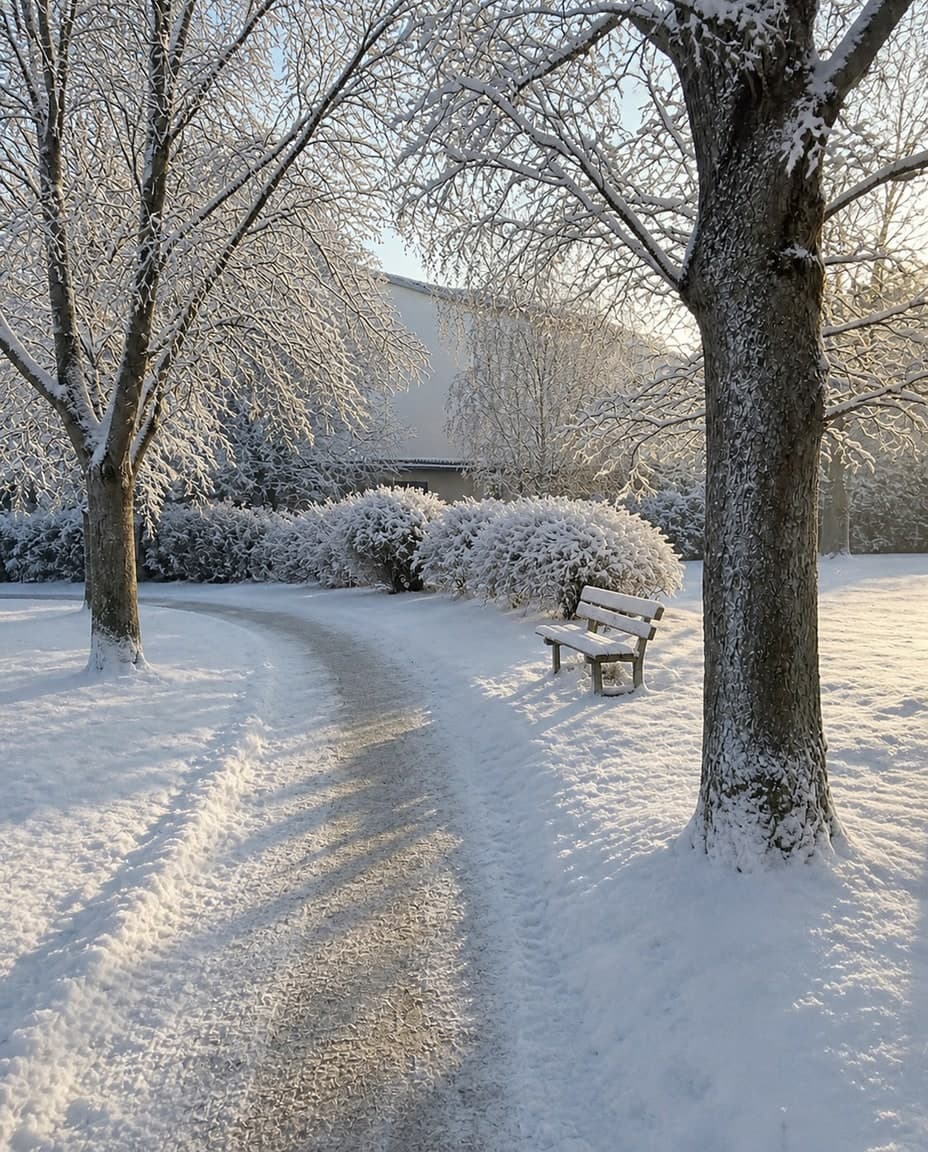 Chute de neige, aube d'hiver